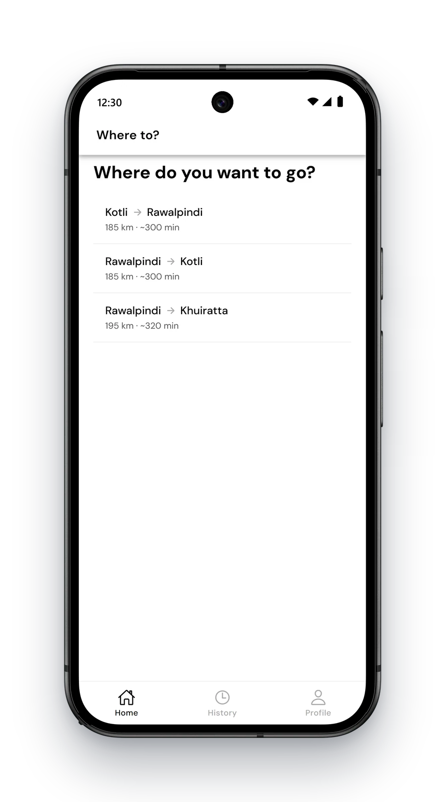 Travinso rider app: choose your route